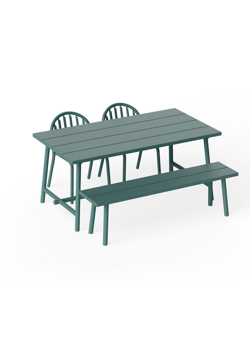The Fred’s combo pairs one table, two chairs, and one bench to create a balanced, modern outdoor dining setup that fits any space.