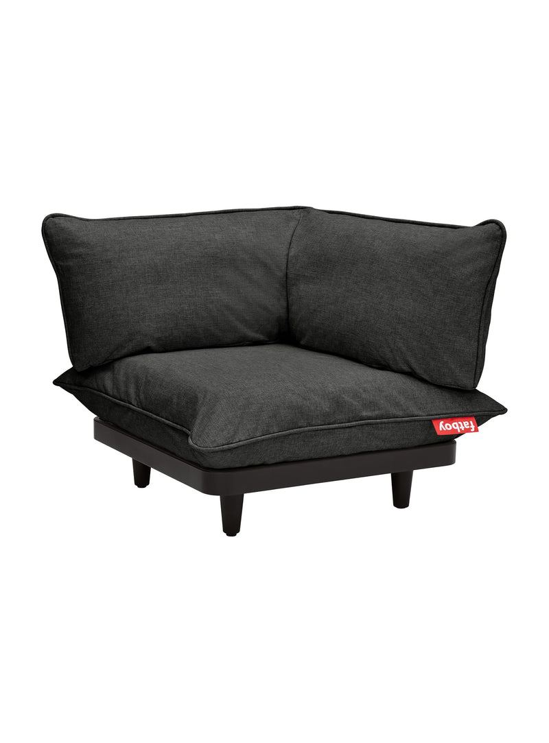 Fatboy Paletti Corner Section in thunder grey color, modular and UV-resistant, ideal for Canadian outdoor lounging areas.