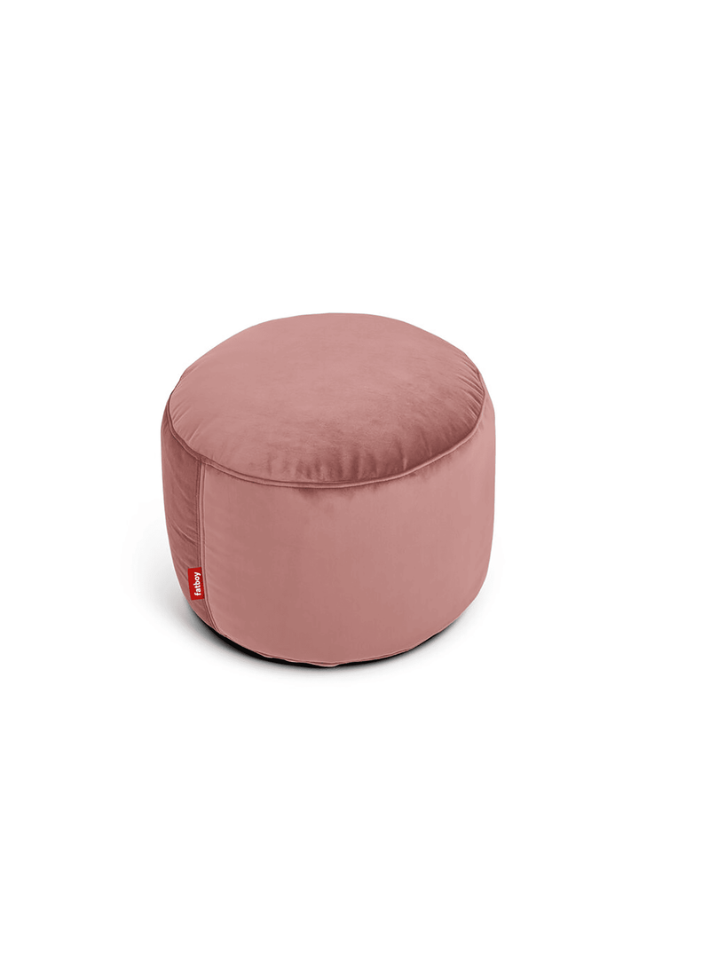 Fatboy Point Velvet ottoman in rose quartz color, a luxurious and eco-friendly velvet pouf, perfect for adding elegance to Canadian interiors.