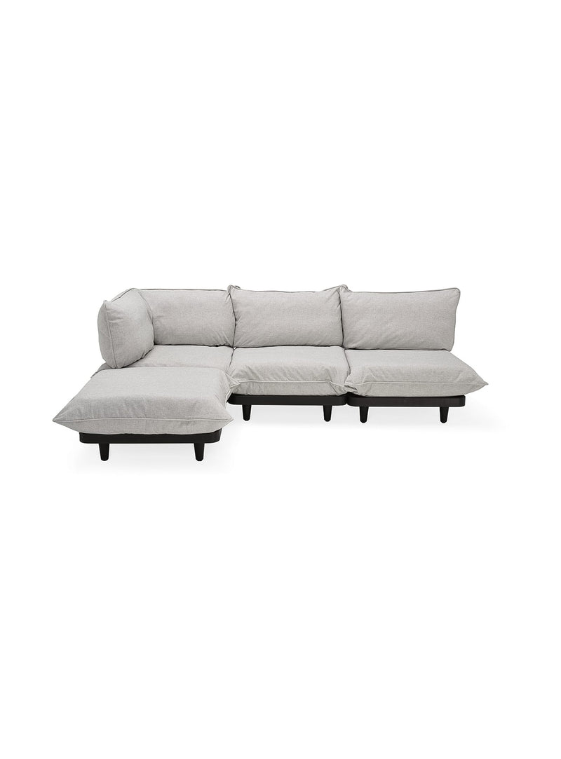 Fatboy Paletti 4-seater sectional outdoor sofa in mist color, modular and UV-resistant, perfect for Canadian patios and garden lounging.