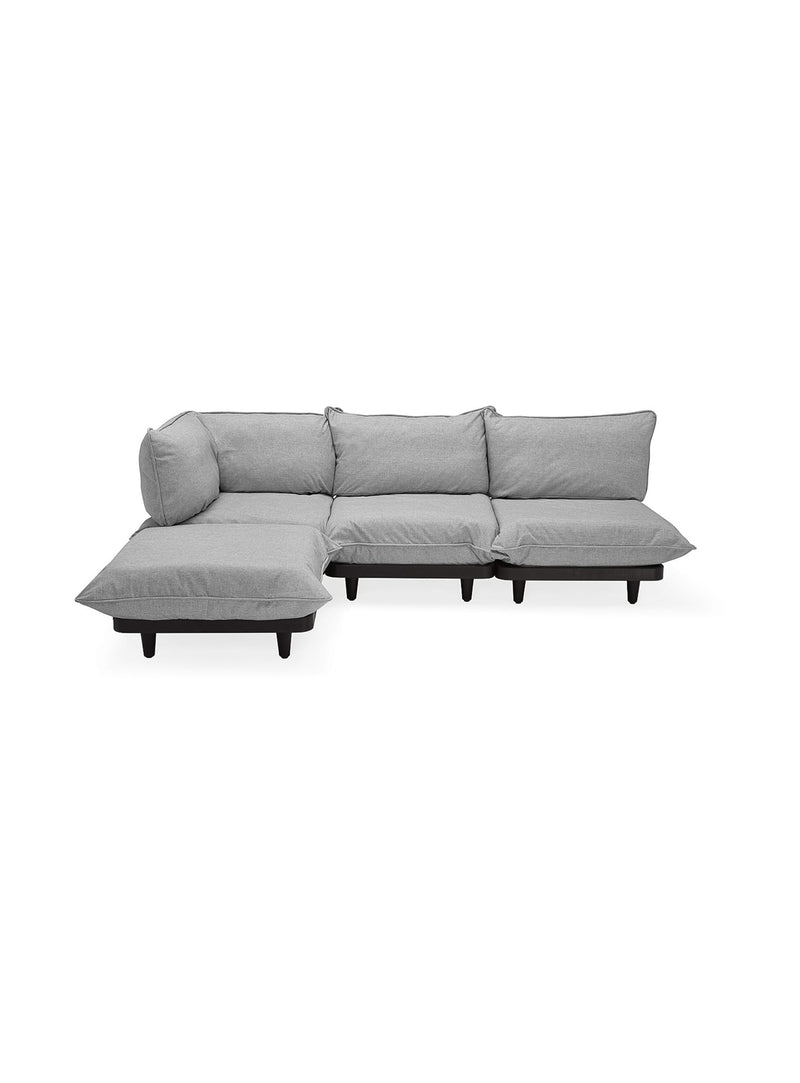 Fatboy Paletti 4-seater sectional outdoor sofa in rock grey color, modular and UV-resistant, perfect for Canadian patios and garden lounging.