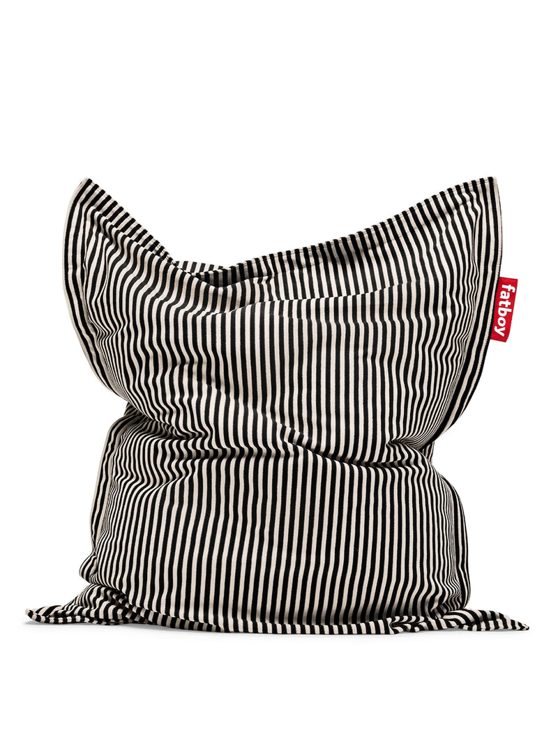 Comfortable Slim Terry bean bag in Black Cream, designed for indoor lounging with durable terry fabric and supportive microbead filling.