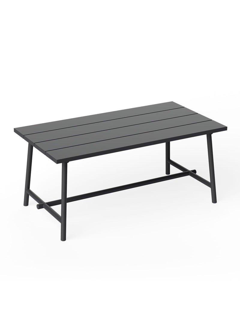 Fred’s Medium Table in anthracite by Fatboy, a modern aluminum outdoor dining table with a clean picnic-style design.