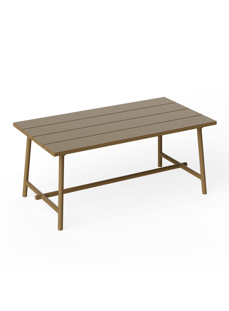 Fred’s Medium Table in mochaccino by Fatboy, a modern aluminum outdoor dining table with a clean picnic-style design.