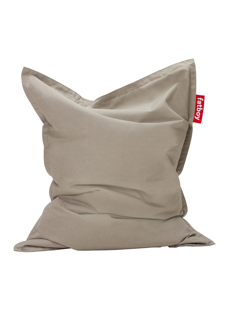 Fatboy Original Olefin in grey taupe color, UV-resistant and water-repellent bean bag chair, perfect for relaxing in Canadian indoor and outdoor spaces.