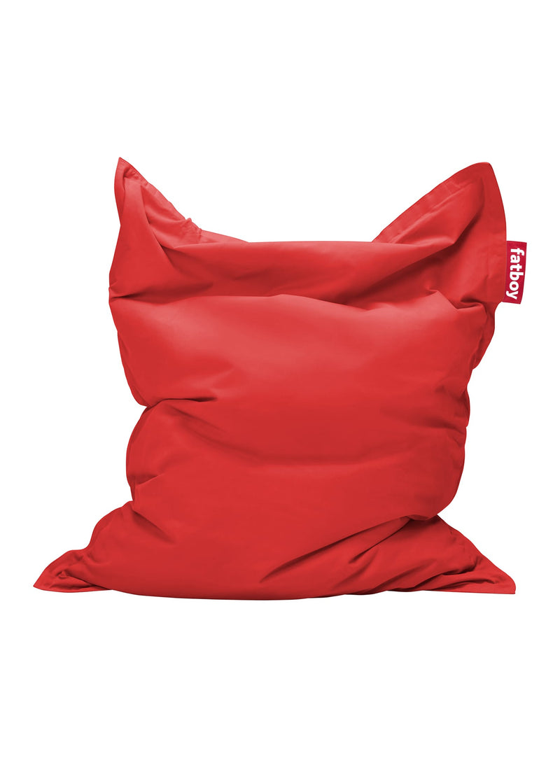 Fatboy Original Stonewashed in red color, a luxurious 100% cotton bean bag chair, perfect for indoor lounging in Canadian homes.