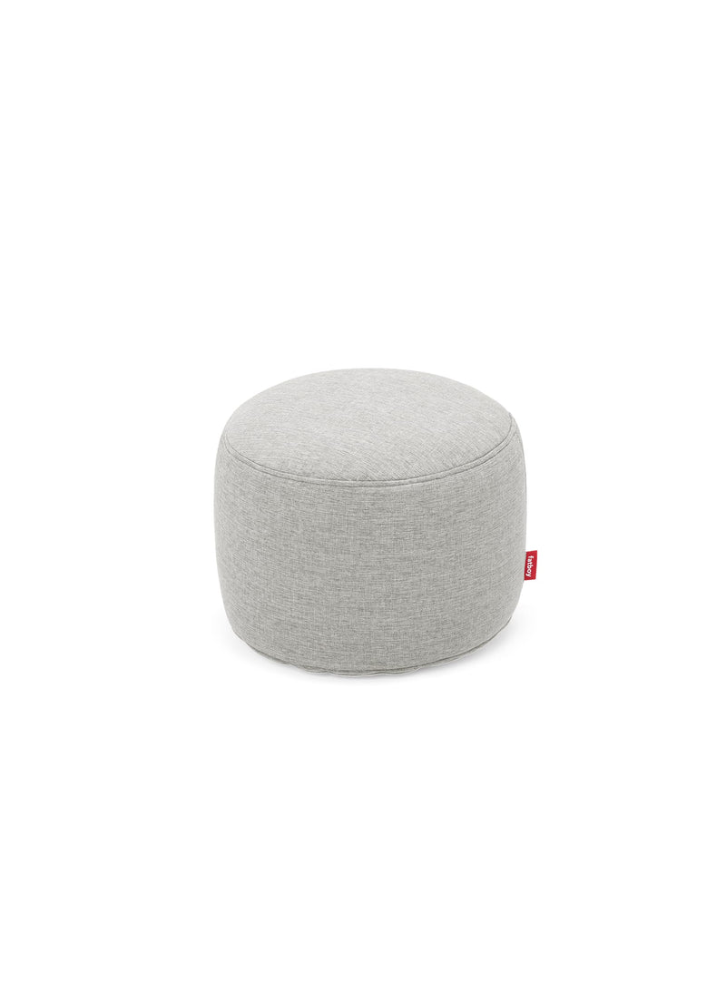 Fatboy Point Olefin outdoor ottoman in mist color, a water-resistant and UV-resistant pouf, perfect for Canadian patios and garden seating.