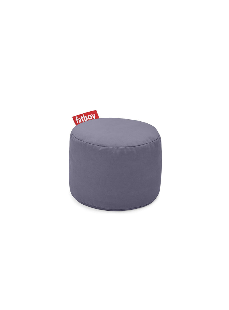 Fatboy Point Stonewashed ottoman in blue color, a versatile cotton footstool and pouf, perfect for adding comfort and style to Canadian interiors.