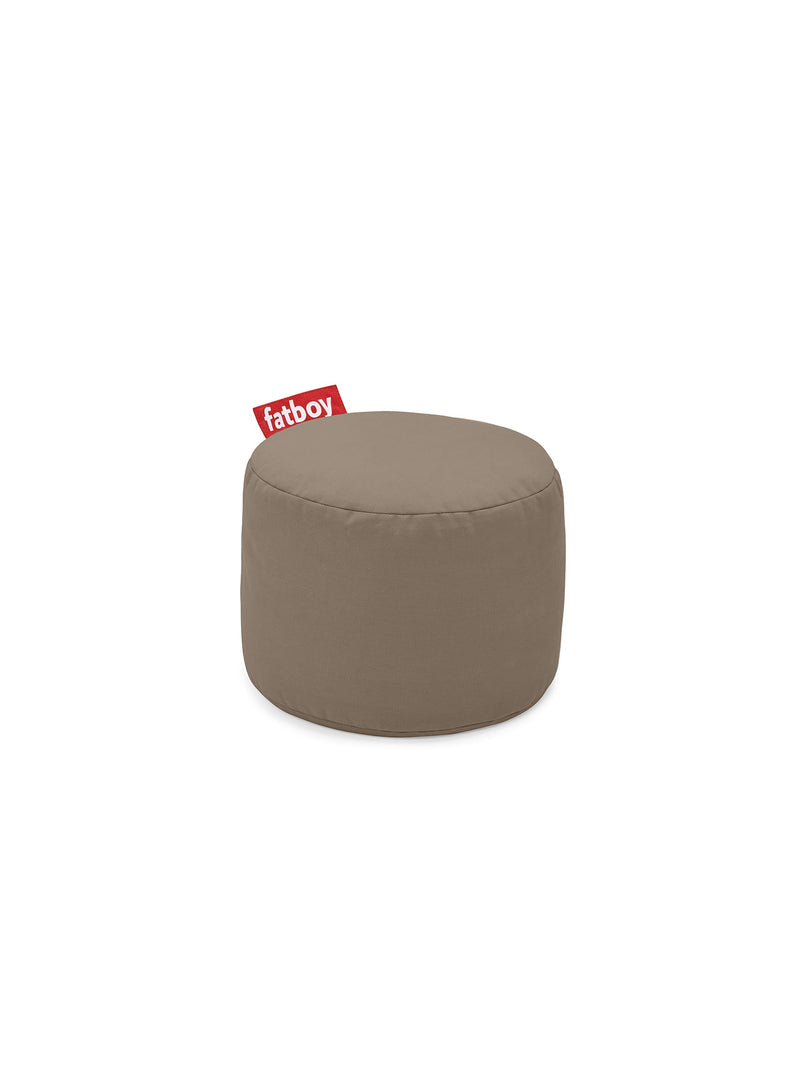 Fatboy Point Stonewashed ottoman in taupe color, a versatile cotton footstool and pouf, perfect for adding comfort and style to Canadian interiors.