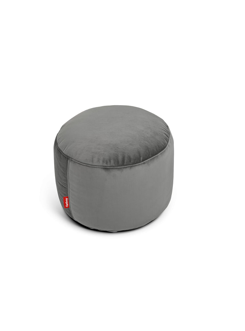 Fatboy Point Velvet ottoman in taupe color, a luxurious and eco-friendly velvet pouf, perfect for adding elegance to Canadian interiors.