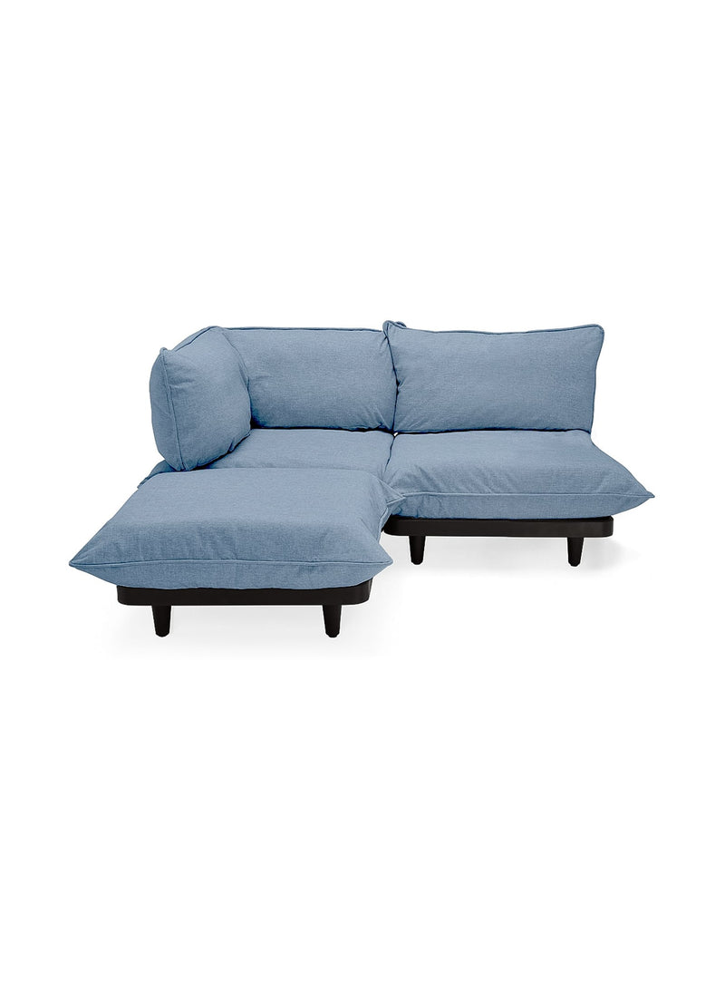 Fatboy Paletti Sectional 3-seater outdoor sofa in storm blue color, modular UV-resistant and water-repellent, perfect for Canadian patios and gardens.