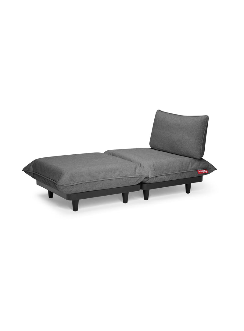 Fatboy Paletti Lounger in rock grey color, an individual outdoor sofa and daybed with UV-resistant and water-repellent fabric, perfect for Canadian patios.