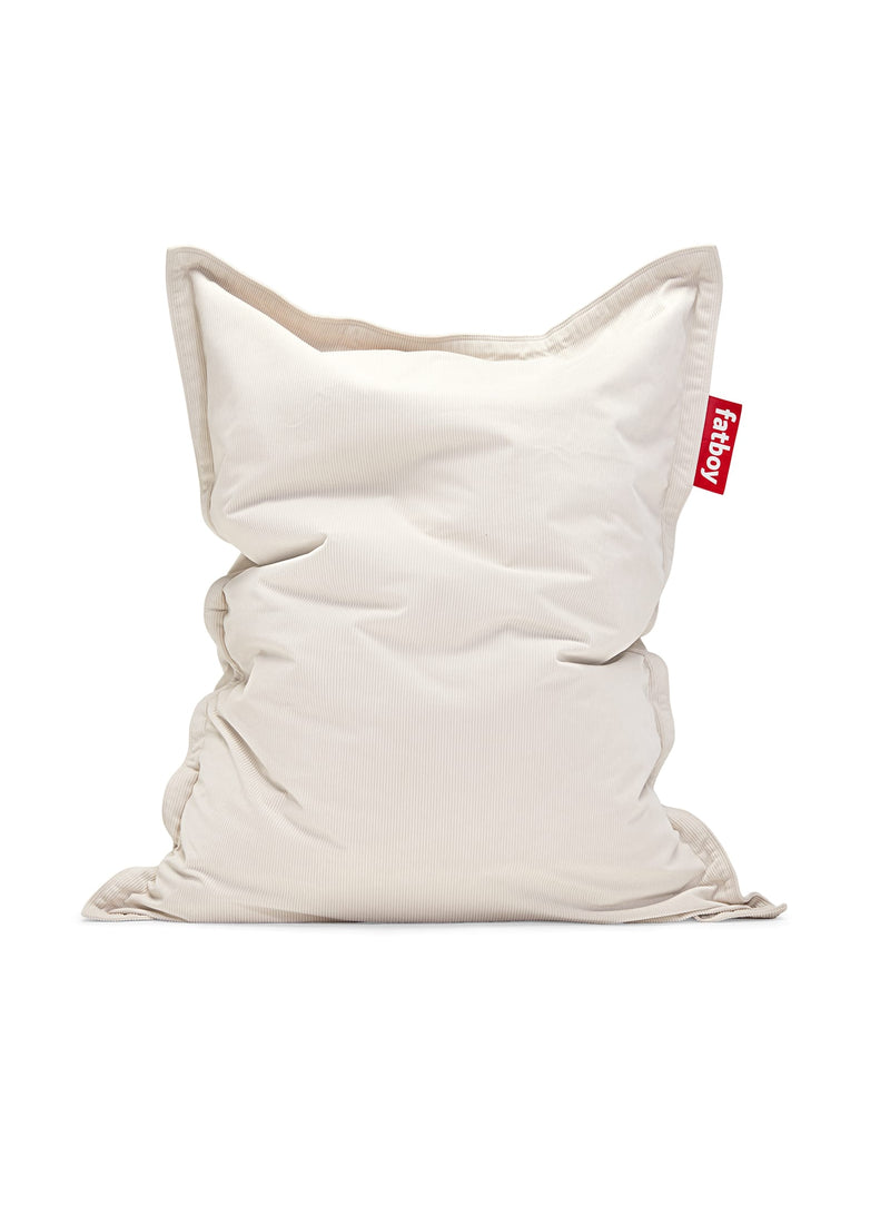 Fatboy Slim Cord bean bag in cream color, eco-friendly and stylish bean bag chair made from recycled materials, perfect for Canadian interiors.