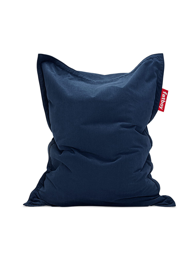 Fatboy Slim Cord bean bag in deep blue color, eco-friendly and stylish bean bag chair made from recycled materials, perfect for Canadian interiors.