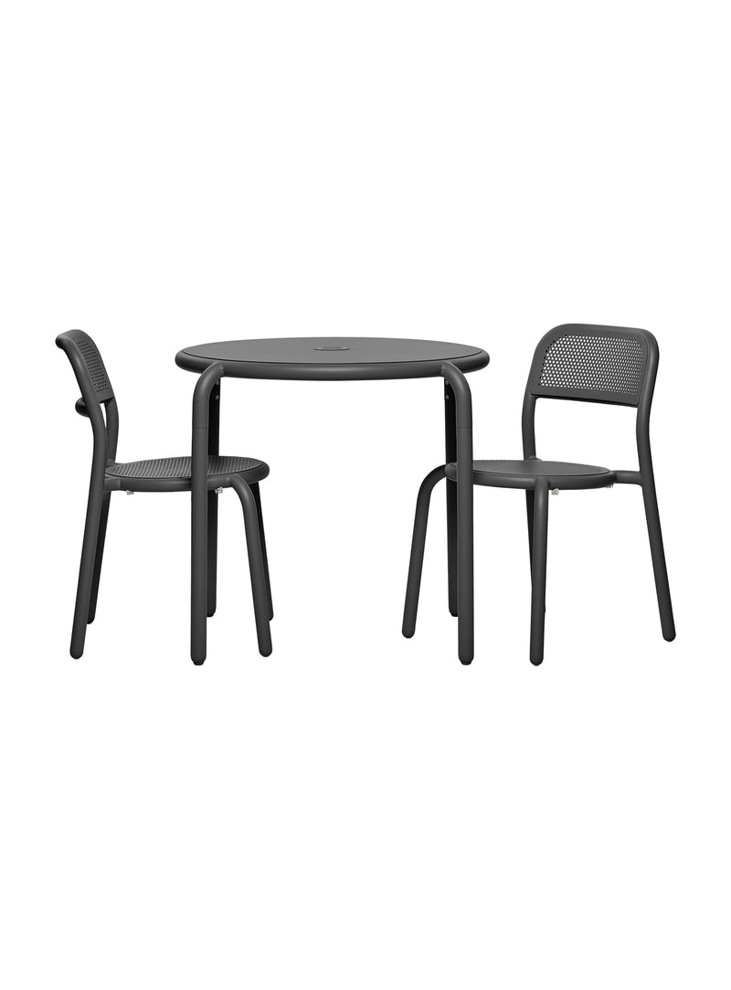 Toní Bistreau + 2 anthracite chairs by Fatboy, lightweight aluminum outdoor bistro set for Canadian patios, balconies, and terraces.