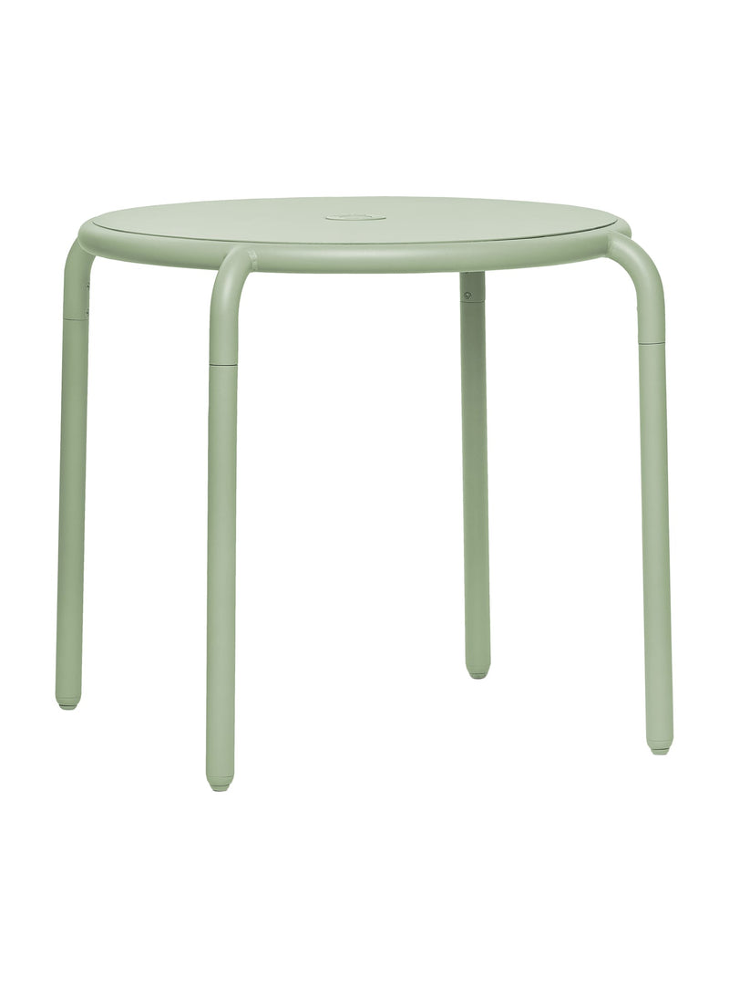 Toní Bistreau outdoor table in mist green color by Fatboy, up to 4-seater, lightweight aluminum, weather-resistant, perfect for Canadian patios and outdoor dining."